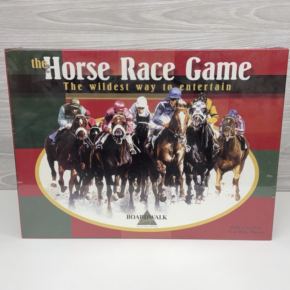 Horse Race Game Boardwalk Design NEW Sealed 2001 Family Party Board Game Ages 8+